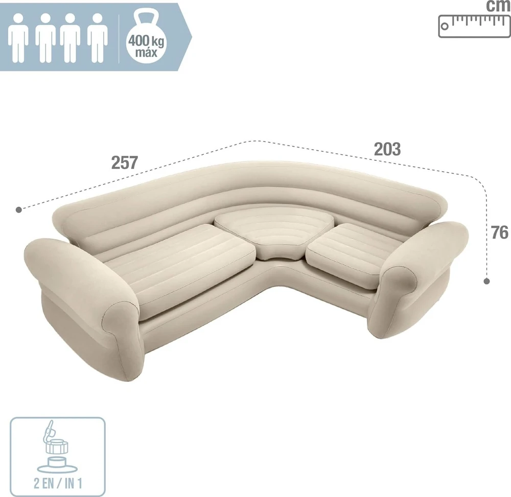 Intex pripučiama kampinė sofa, 257x203x76 cm 68575NP