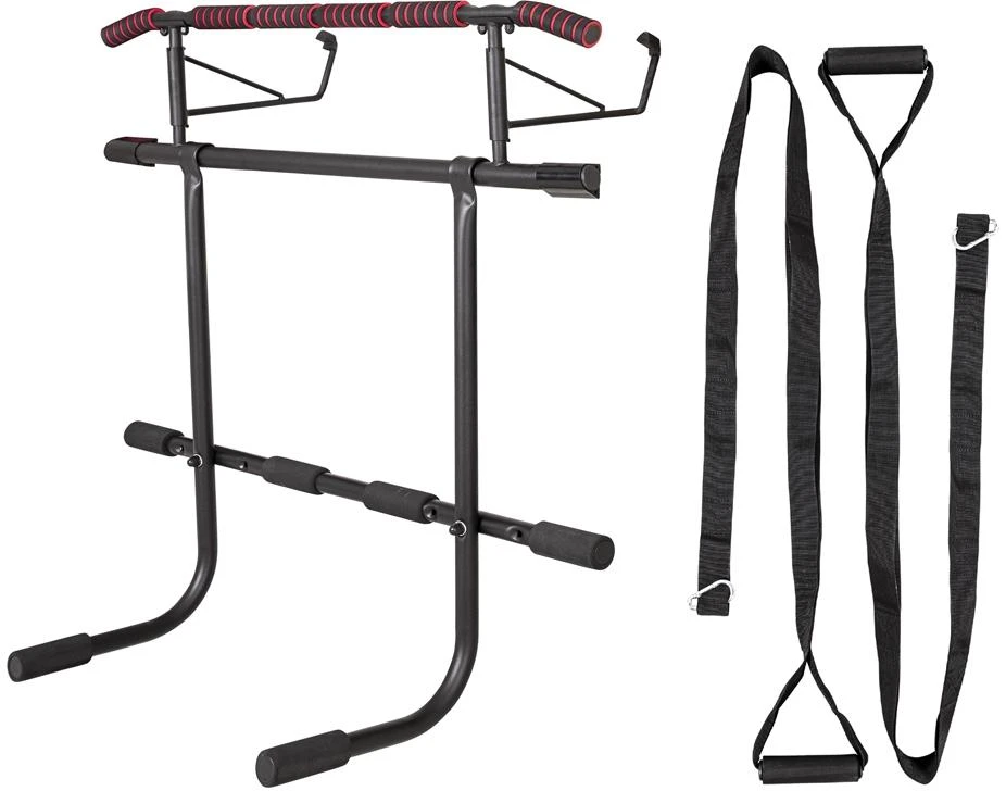 Durų staktos skersinis / lygiagretės su treniruočių diržais inSPORTline HR5004 70–92cm (iki 200kg)