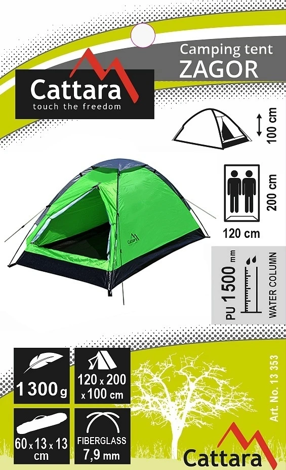Dvivietė palapinė Cattara Zagor 200 x 120 x 100 cm
