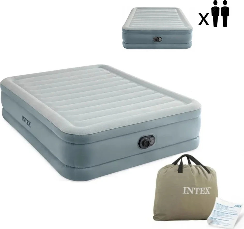 INTEX 64824ND pripučiamas čiužinys 203x152x46 cm su integruota elektrine pompa