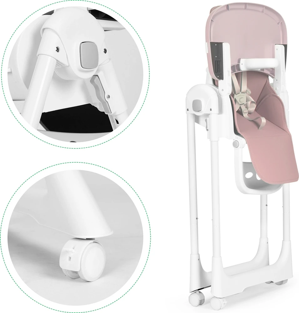 Ecotoys Maitinimo kėdės aukščio reguliavimas eko odos dirželiais dvigubas padėklas