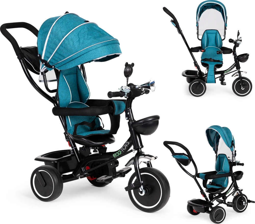 Ecotoys Dviračio triratukas vežimėlio pasukama sėdynė