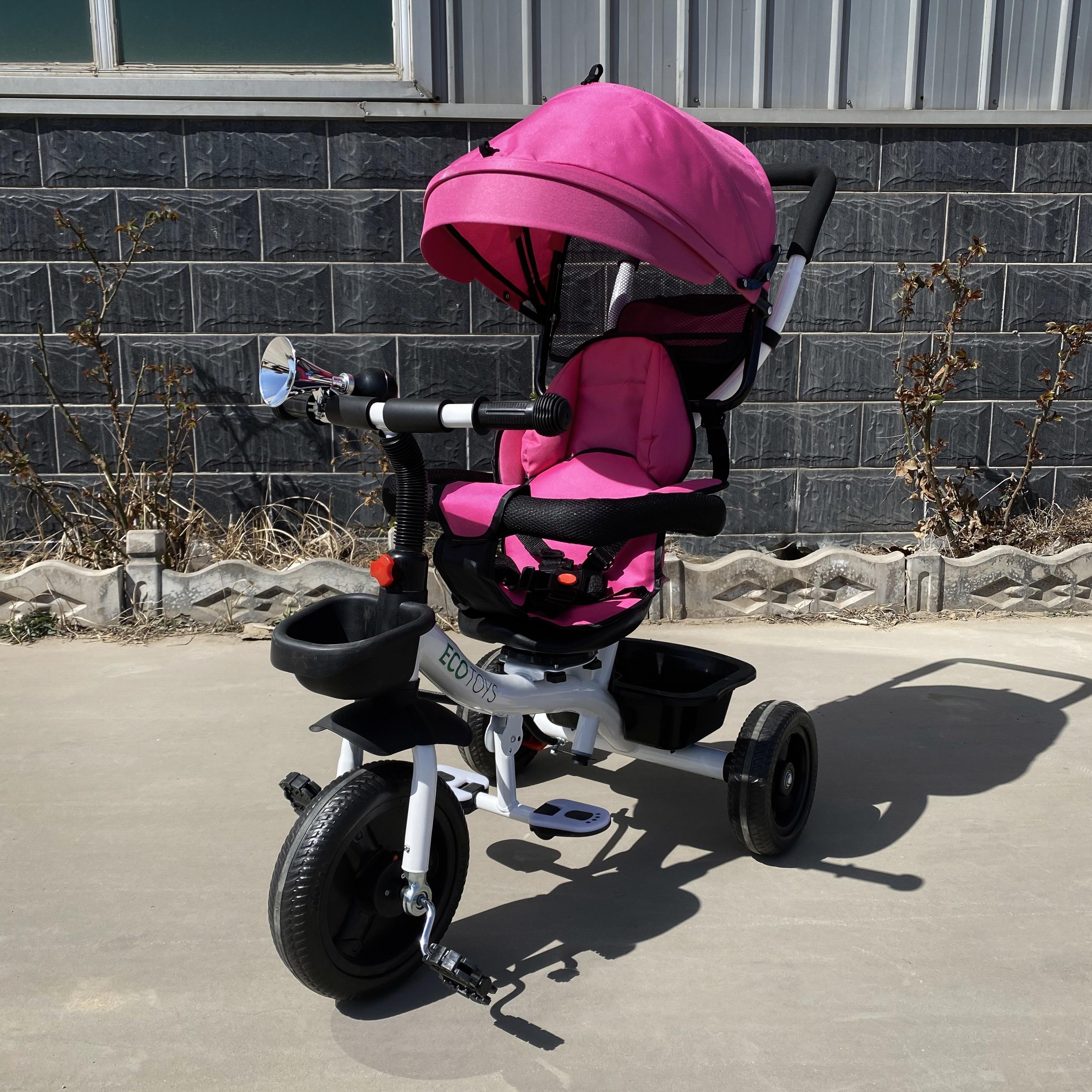 Ecotoys Triratukas su pasukama sėdyne Eco Toys, rožinis