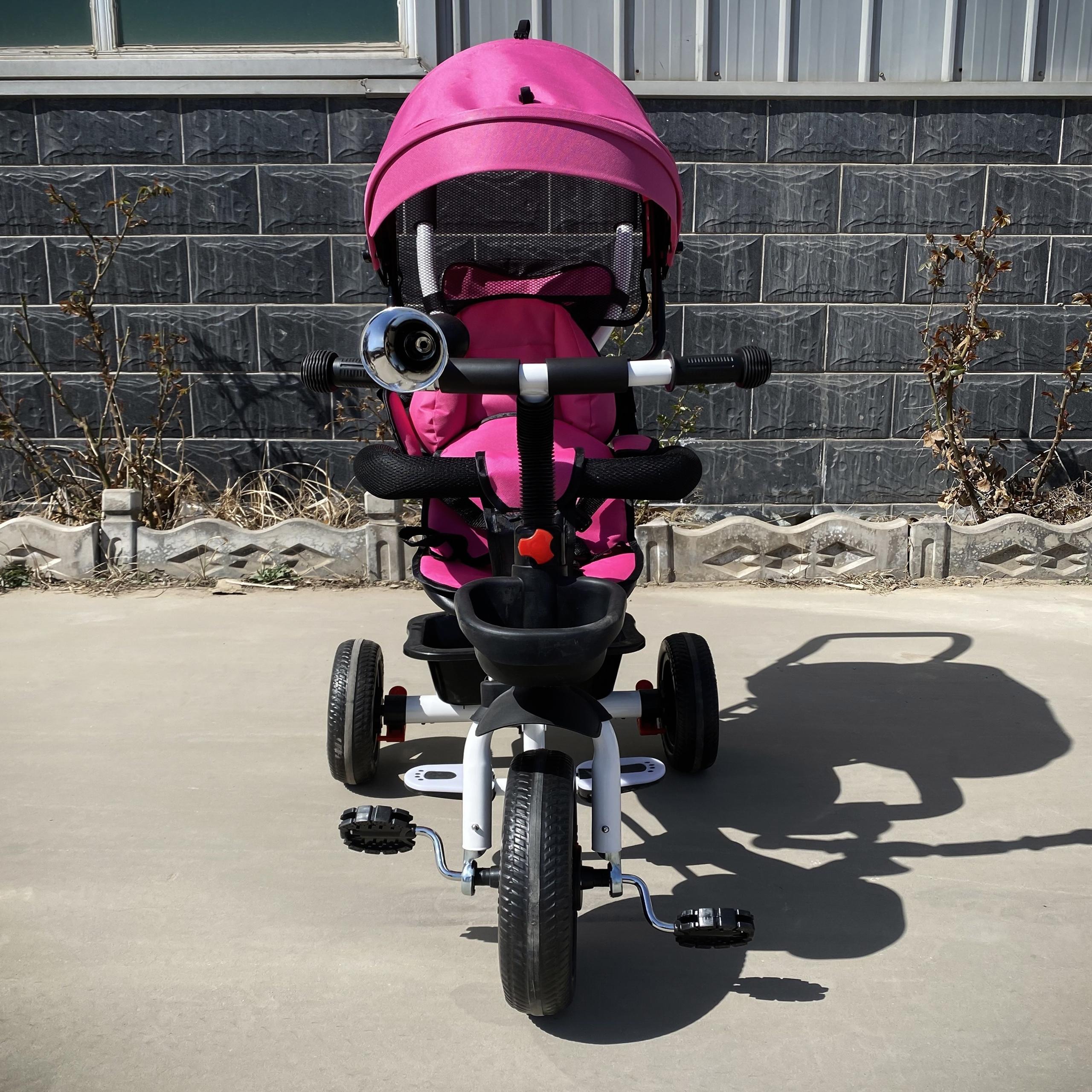 Ecotoys Triratukas su pasukama sėdyne Eco Toys, rožinis