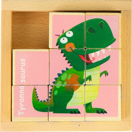 Edukacinė, medinė, kaladėlių dėlionė Ecotoys Dino