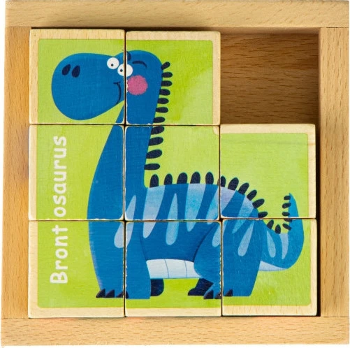 Edukacinė, medinė, kaladėlių dėlionė Ecotoys Dino