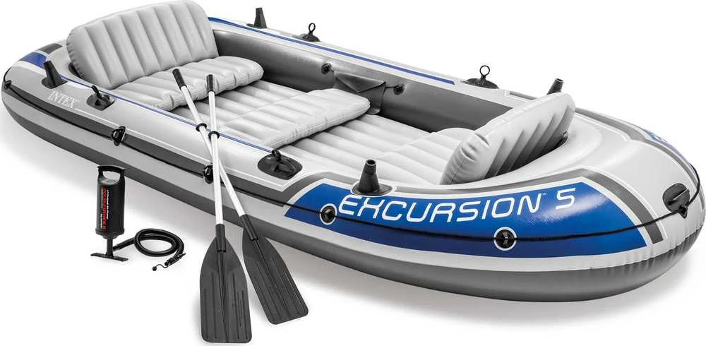 Pripučiama valtis INTEX Excursion 5 /5 asmenims, komplektas. 366x168x43cm