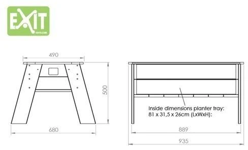 EXIT Aksent Kids Planter Table L Table planter Freestanding Wood Pilkas Outdoor