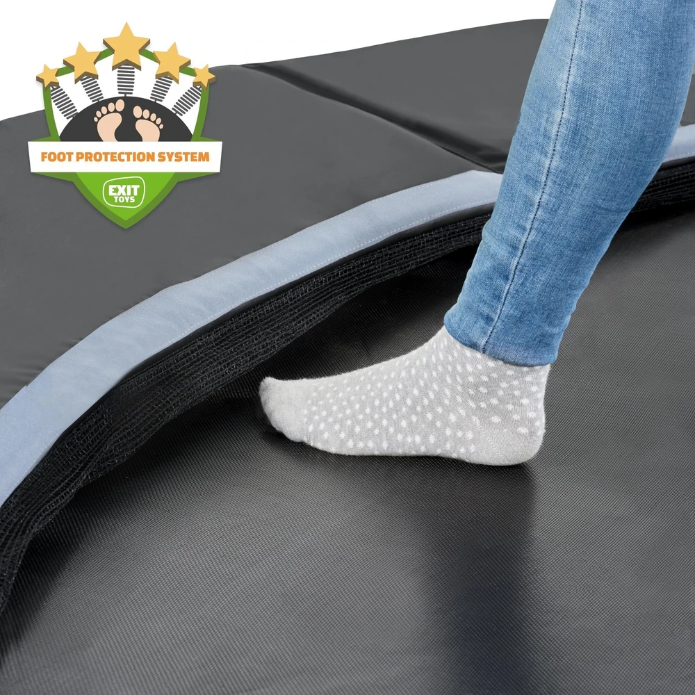 EXIT Dynamic įleidžiamas į žemę batutas ø427 cm su apsauginiu tinklu, juodas