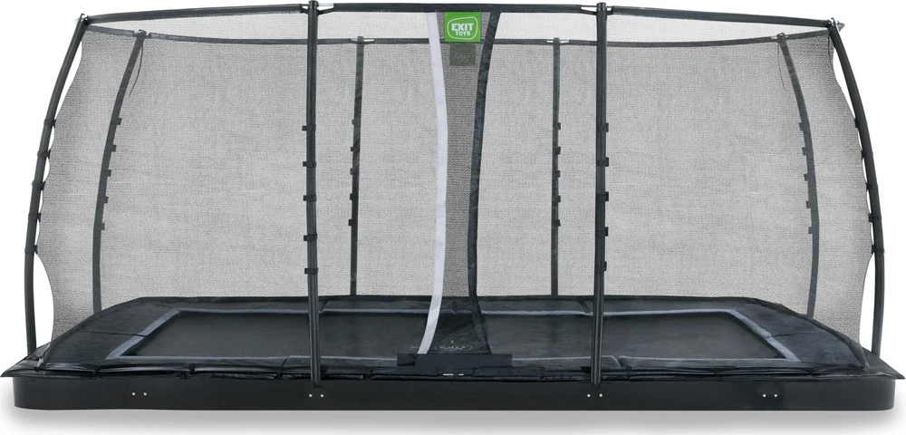 EXIT Dynamic įleidžiamas į žemę batutas 305x519 cm su apsauginiu tinklu, juodas