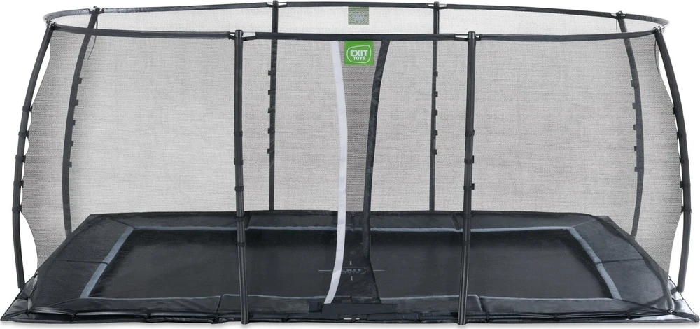 EXIT Dynamic įleidžiamas į žemę batutas 305x519 cm su apsauginiu tinklu, juodas