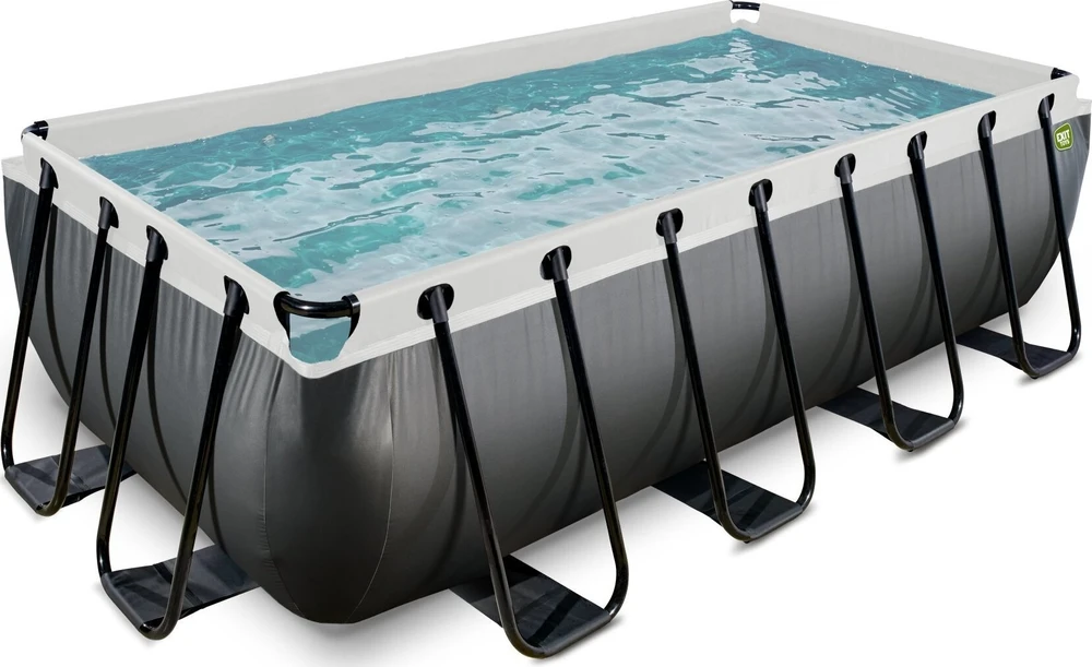 EXIT Juodas Leather baseinas 400x200x100cm su smėlio filtro siurbliu - juodas