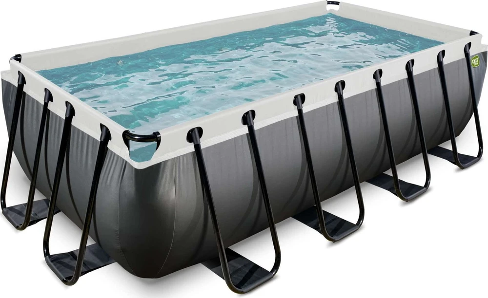 EXIT Juodas Leather baseinas 400x200x100 cm su filtravimo siurbliu, juodas