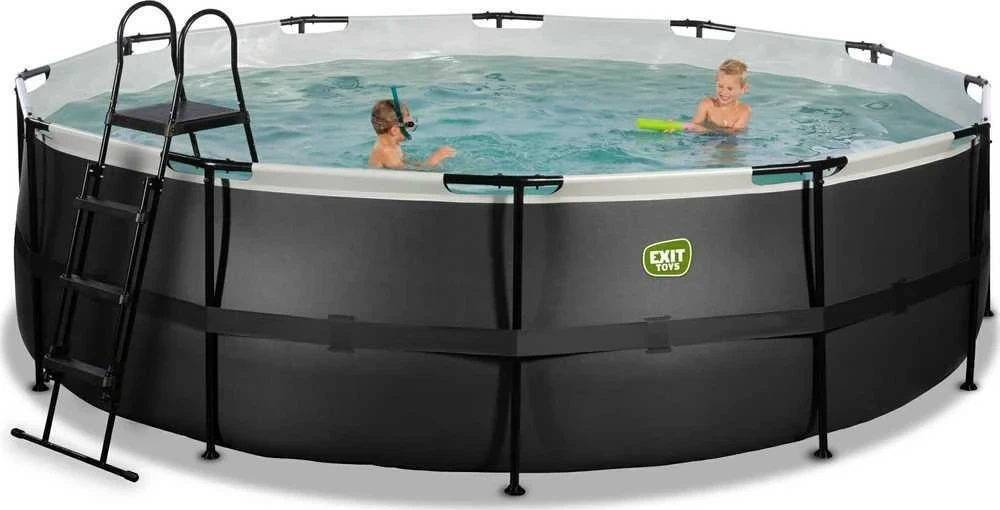 EXIT Juodas Leather baseinas ø488x122 cm su filtravimo siurbliu - juodas