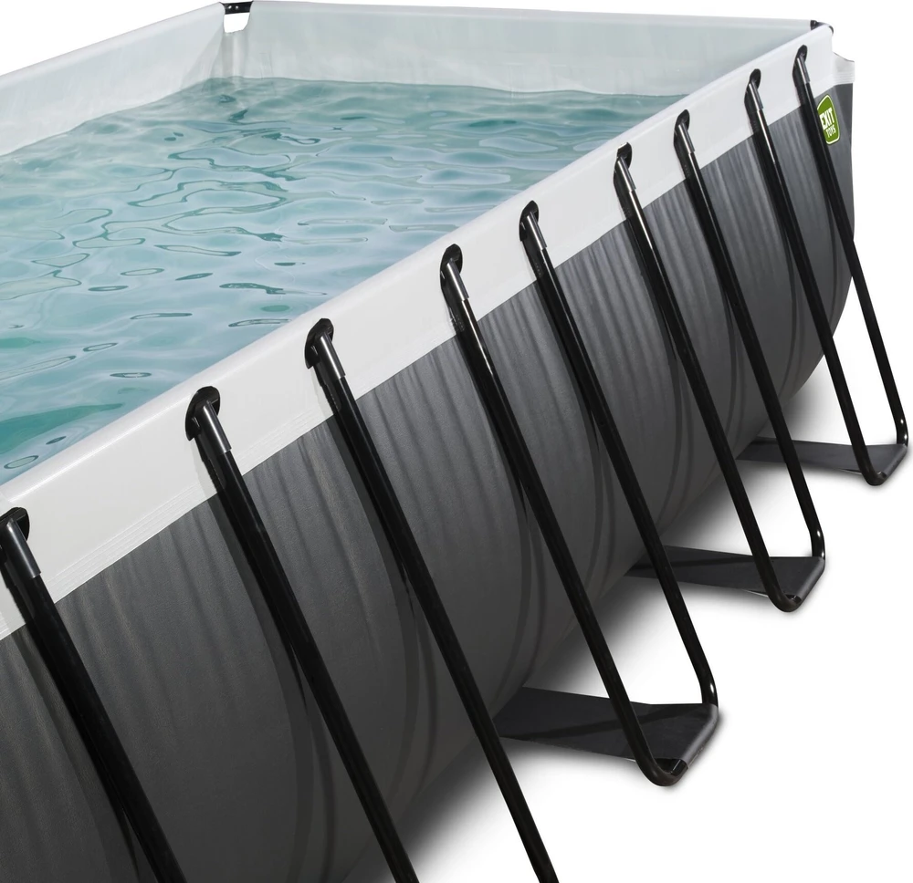EXIT Juodas Leather baseinas 540x250x100cm su smėlio filtro siurbliu – juodas