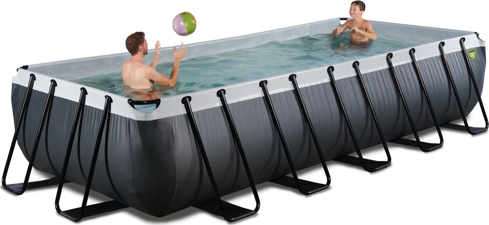 EXIT Juodas Leather baseinas 540x250x100cm su smėlio filtro siurbliu – juodas