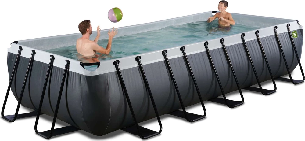 EXIT Juodas Leather baseinas 540x250x100 cm su filtravimo siurbliu, juodas