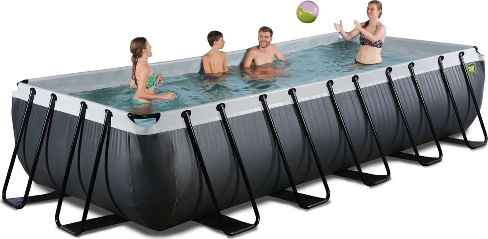 EXIT Juodas Leather baseinas 540x250x100 cm su filtravimo siurbliu, juodas