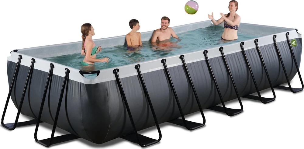 EXIT Juodas Leather baseinas 540x250x100cm su smėlio filtro siurbliu – juodas