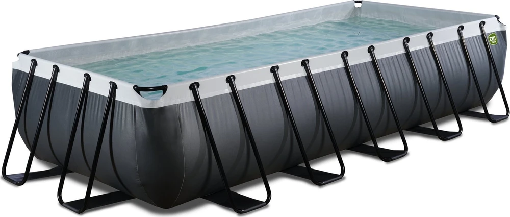 EXIT Juodas Leather baseinas 540x250x100 cm su filtravimo siurbliu, juodas