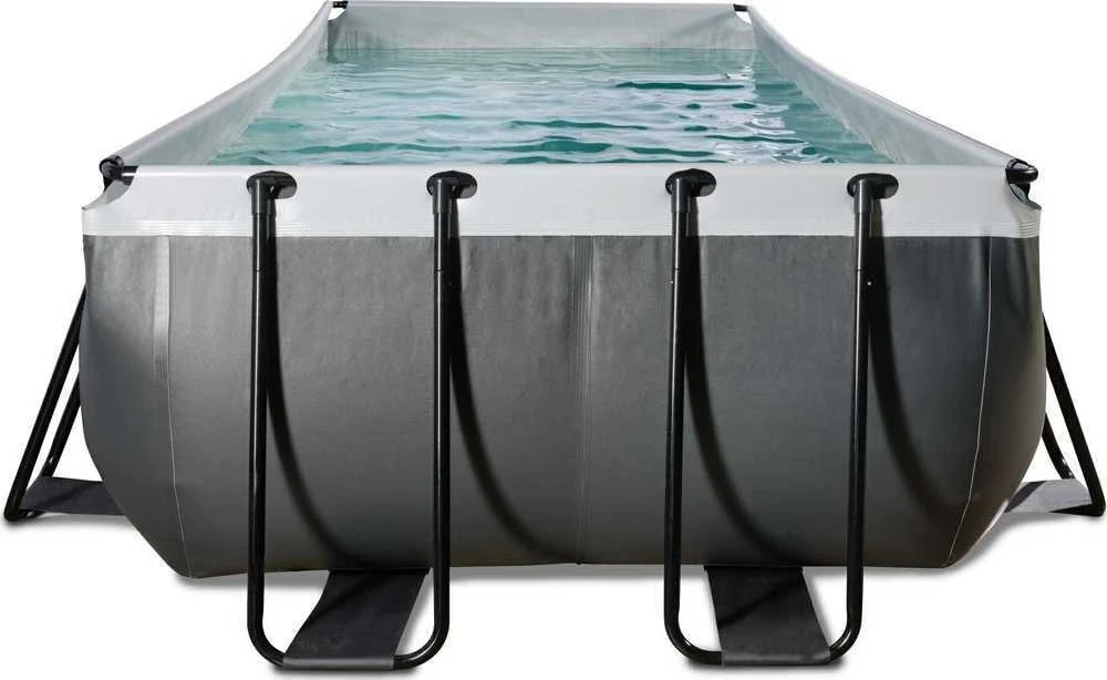 EXIT Juodas Leather baseinas 540x250x122 cm su smėlio filtro siurbliu, juodas