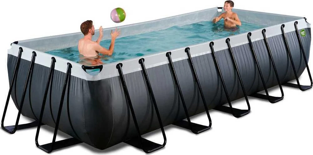EXIT Juodas Leather baseinas 540x250x122 cm su smėlio filtro siurbliu, juodas