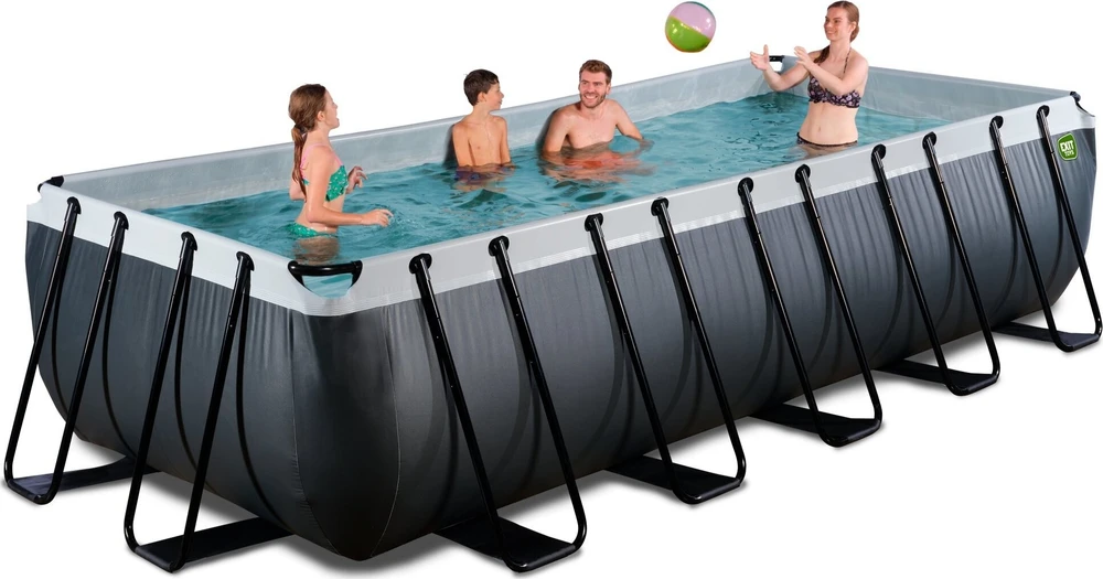 EXIT Juodas Leather baseinas 540x250x122 cm su filtravimo siurbliu – juodas