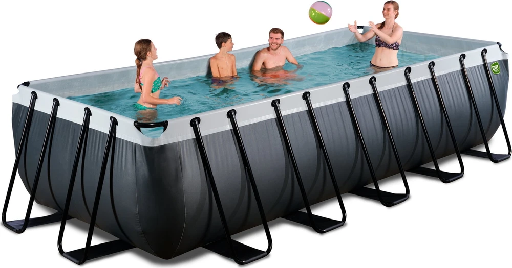 EXIT Juodas Leather baseinas 540x250x122 cm su smėlio filtro siurbliu, juodas