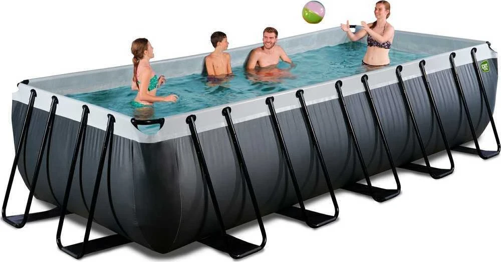 EXIT Juodas Leather baseinas 540x250x122 cm su smėlio filtro siurbliu, juodas