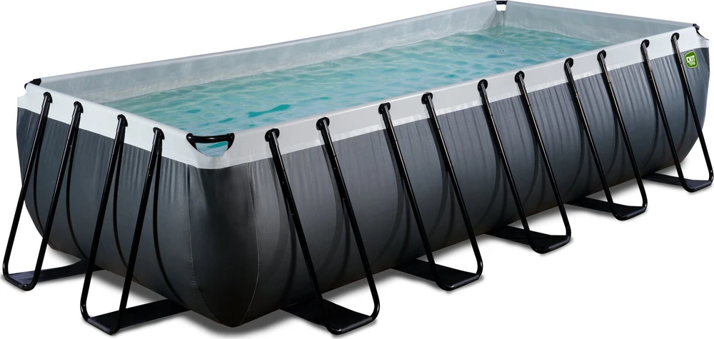 EXIT Juodas Leather baseinas 540x250x122 cm su smėlio filtro siurbliu, juodas