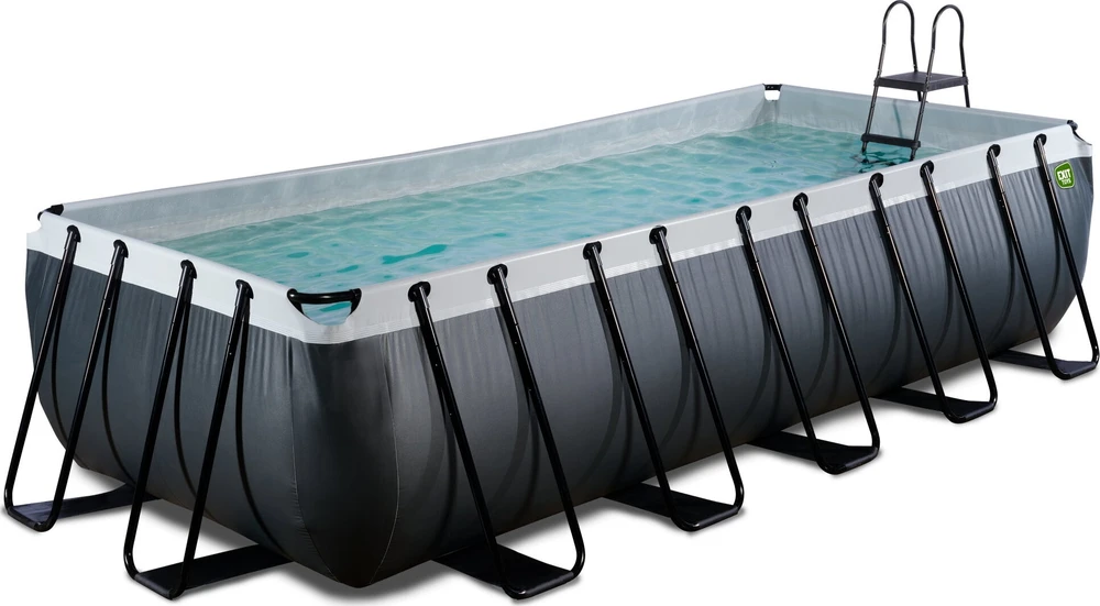 EXIT Juodas Leather baseinas 540x250x122 cm su smėlio filtro siurbliu, juodas