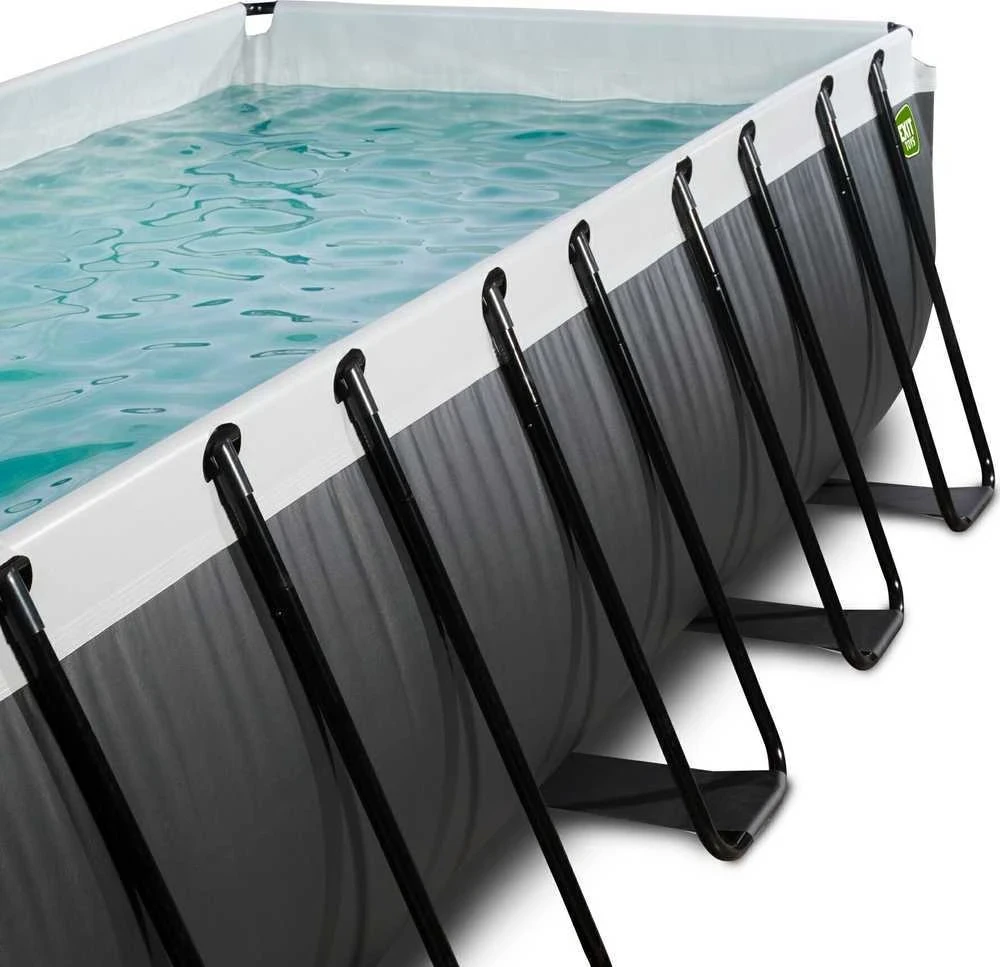EXIT Juodas Leather baseinas 540x250x122 cm su smėlio filtro siurbliu, juodas