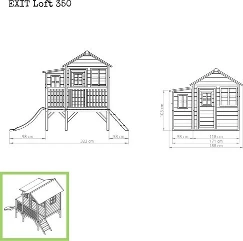 EXIT Loft 350 medinis žaidimų namelis – natūralus