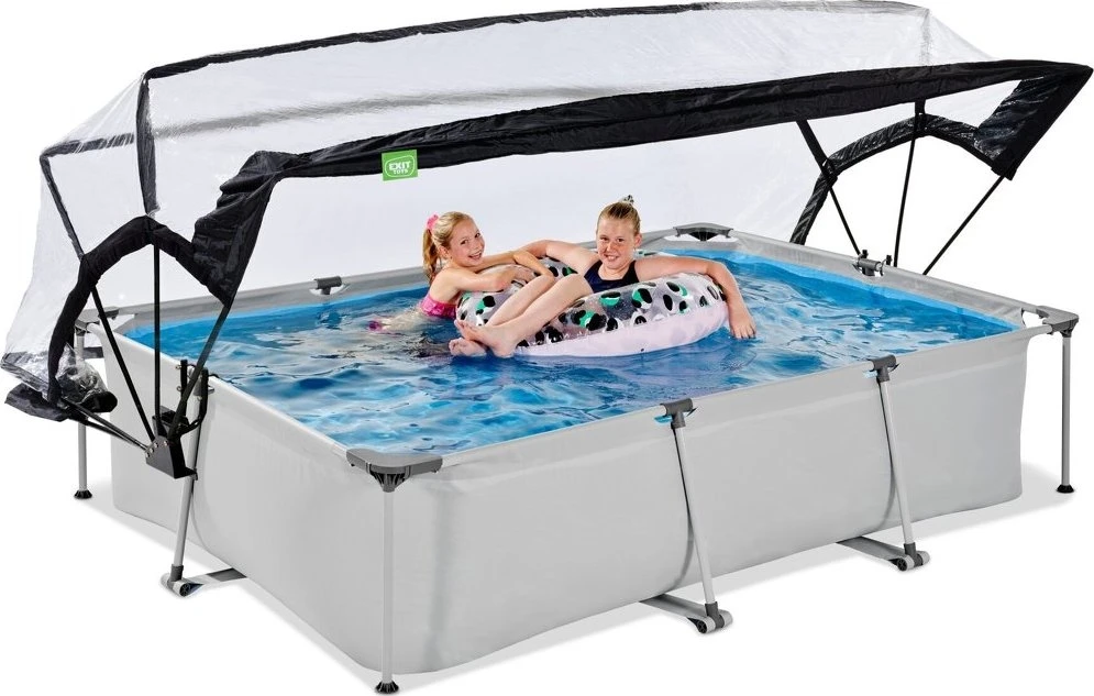 EXIT Soft Pilkas baseinas 300x200x65cm su filtruojančiu siurbliu ir kupolu - pilkas