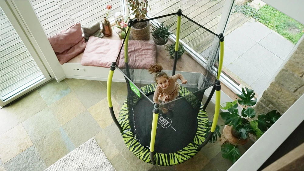 EXIT Tiggy Junior batutas su apsauginiu tinklu, ø140 cm, juodas/žalias