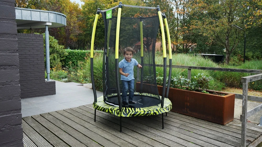 EXIT Tiggy Junior batutas su apsauginiu tinklu, ø140 cm, juodas/žalias
