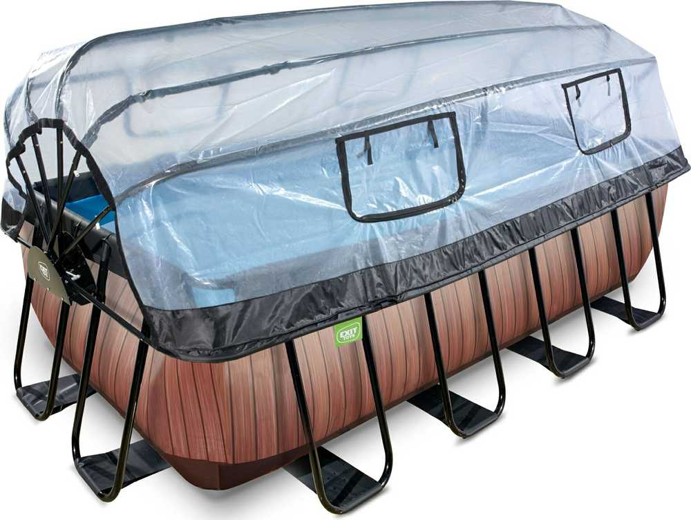 EXIT Wood pool 400x200x122cm with sand filter pump and dome - ruda
