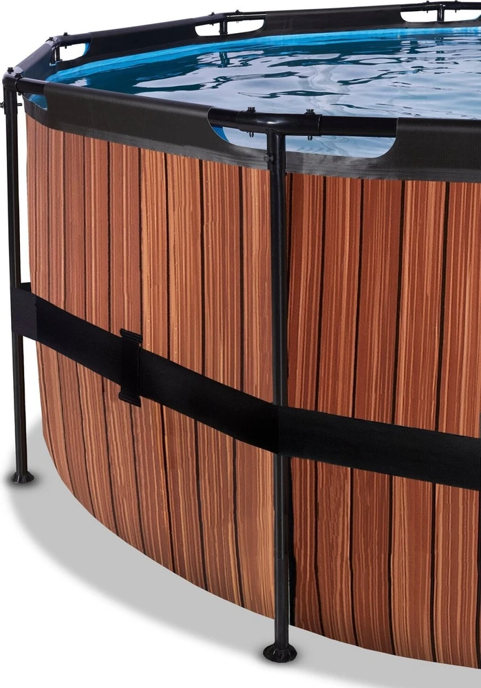 EXIT Wood baseinas ø488x122 cm su filtravimo siurbliu – rudas
