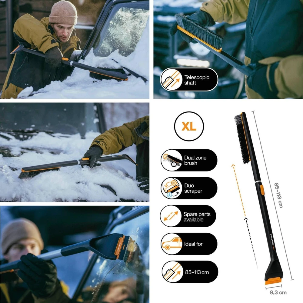 FISKARS X-SERIES TELESKOPINIS SNIEGO VALYMO ŠEPETYS IR GRANDIKLIS