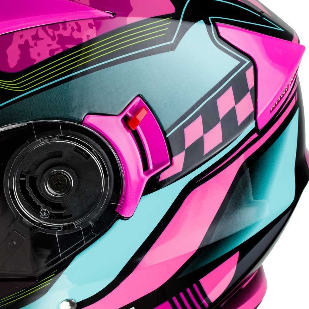 Apverčiamas motociklininko šalmas W-TEC Pezzon Magenta
