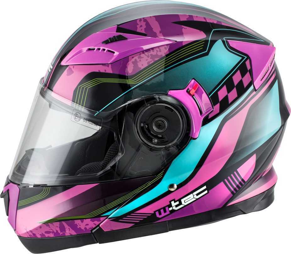 Apverčiamas motociklininko šalmas W-TEC Pezzon Magenta