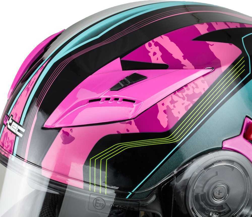 Apverčiamas motociklininko šalmas W-TEC Pezzon Magenta