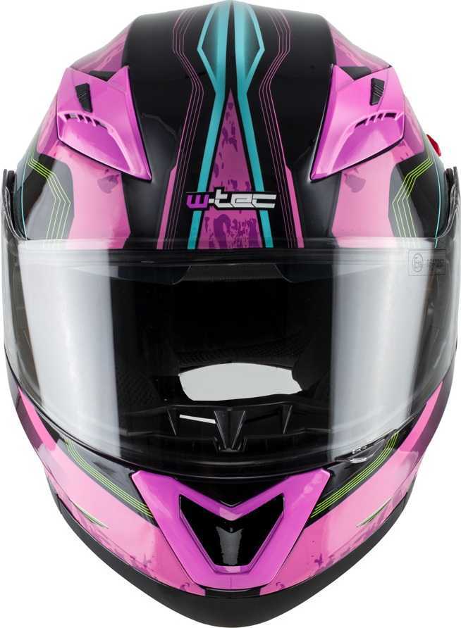 Apverčiamas motociklininko šalmas W-TEC Pezzon Magenta