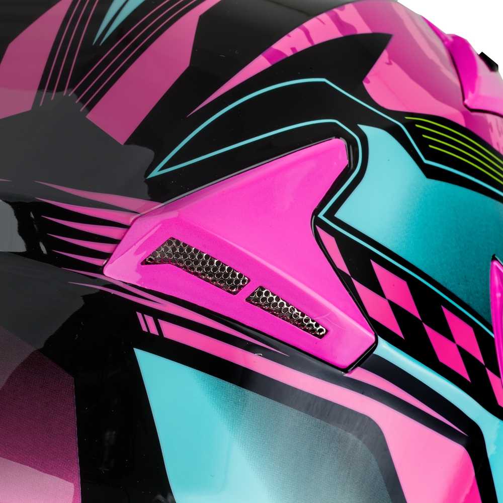 Apverčiamas motociklininko šalmas W-TEC Pezzon Magenta