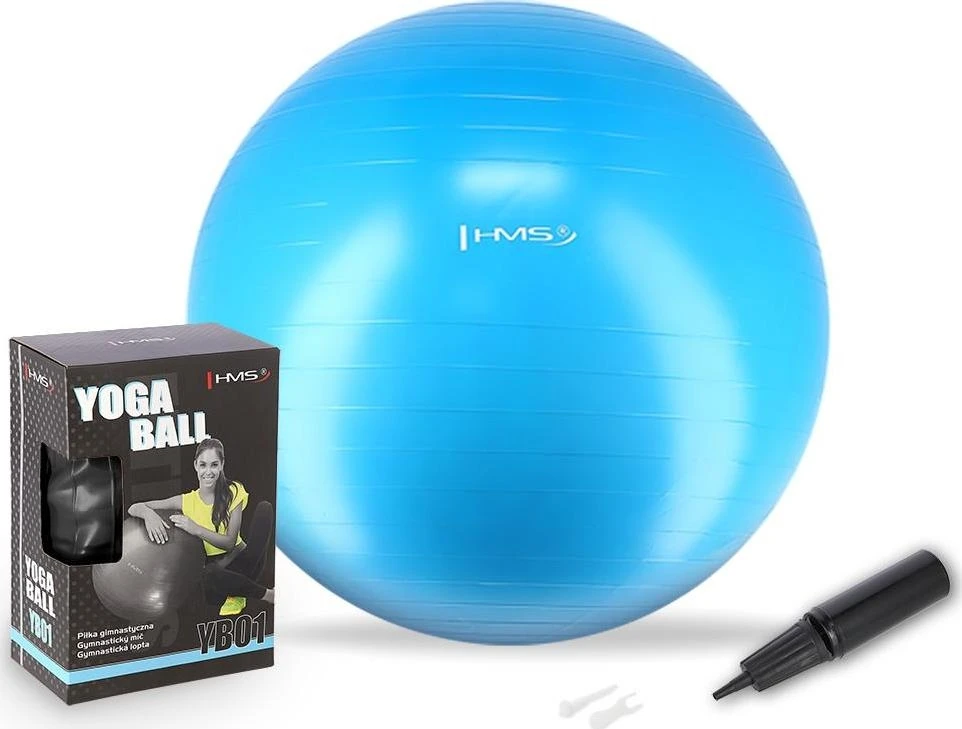Gimnastikos kamuolys HMS YB01N, 75 cm, žydras