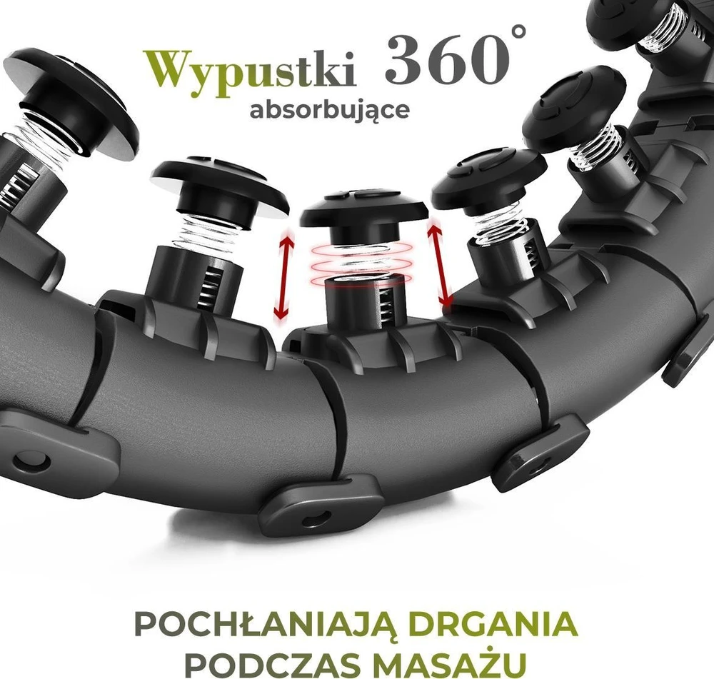 Hula lankas didesnio dydžio HMS HHW12 su masažiniais elementais ir svoriu, juodas