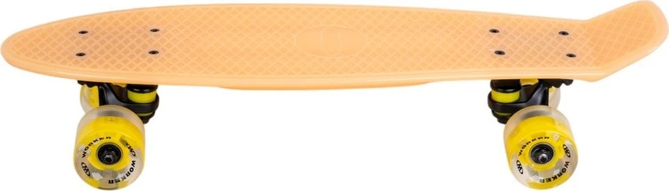 Tamsoje šviečiantis penny boardas su šviečiančiais ratukais WORKER Solosy C1 22″