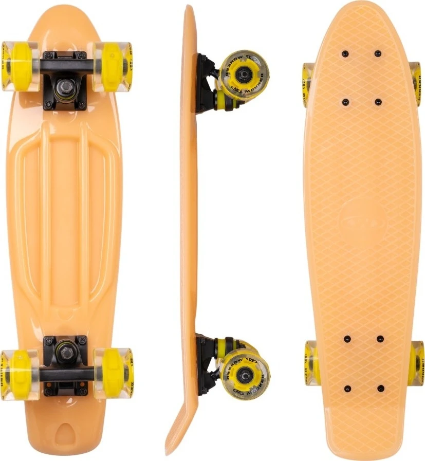 Tamsoje šviečiantis penny boardas su šviečiančiais ratukais WORKER Solosy C1 22″