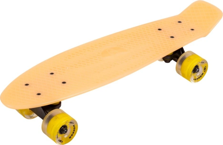 Tamsoje šviečiantis penny boardas su šviečiančiais ratukais WORKER Solosy C1 22″