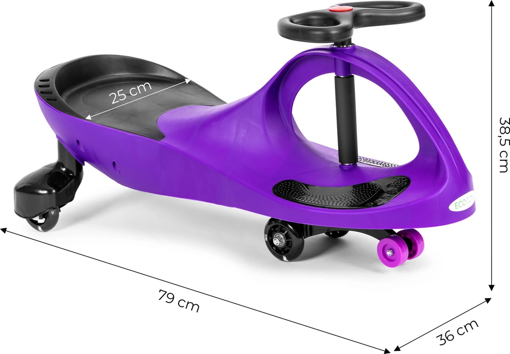 Gravitacinė mašinėlė vaikams su LED ratais, violetinė ECOTOYS